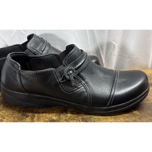 Clarks Women's Cheyn Madi Slip-On Black Leather Loafers Shoes Size 11 - Picture 2 of 15